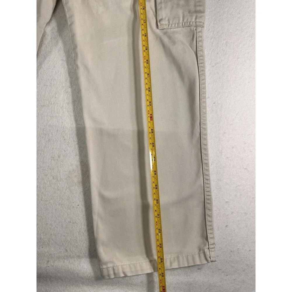 Ralph Lauren Boys Cargo Pants Beige Solid 100% Cotton Button Casual Wash